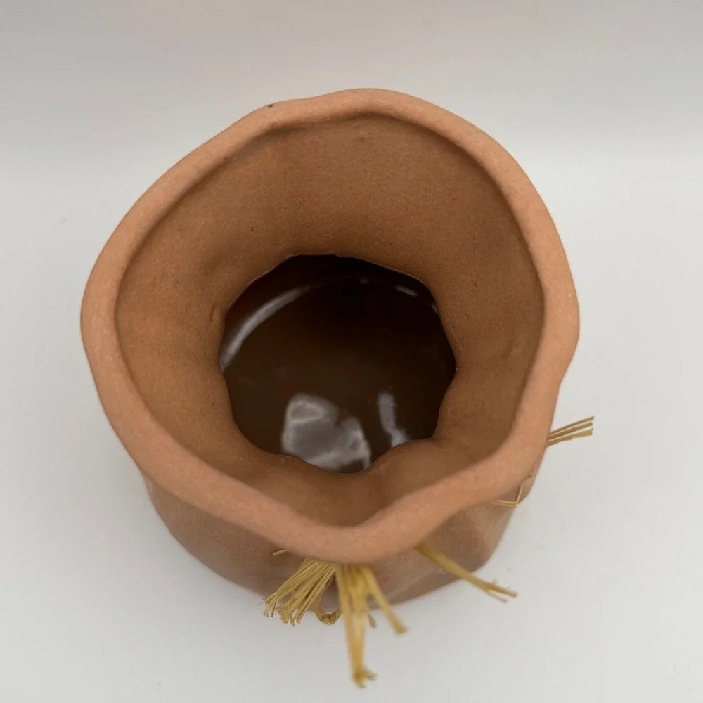 Rustic‎ Terracotta Vase Raffia Tie Farmhouse Boho Southwestern Clay Pot Decor